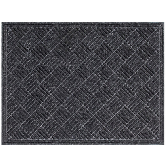 Multy Home Contours 2 ft. L X 3 ft. W Charcoal Parquet Indoor and Outdoor Polyester Nonslip Floor Ma