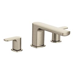 Brushed nickel two-handle low arc roman tub faucet