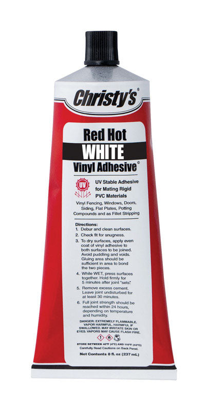Christys  Red Hot  White  Adhesive  For PVC/Vinyl 8 oz.