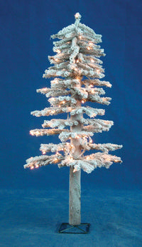 Holiday Bright Lights  4 ft. Clear  Prelit Flocked Alpine  Artificial Tree  100 lights