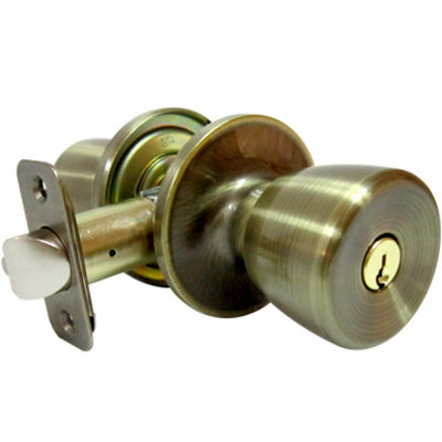 Entry Lockset, Medium Tulip-Style Knob, Antique Brass (Pack of 3)