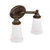 LÁMPARA DE BAÑO DE DOS GLOBOS DE BRONCE FROTADO CON ACEITE