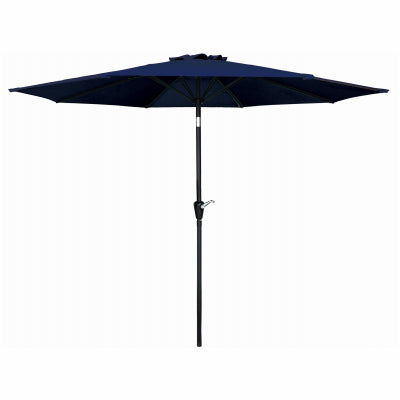 Patio Market Umbrella, Crank Open/Tilt, Steel Pole, Navy Blue Fabric, 9-Ft.