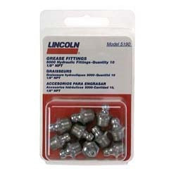 Lincoln 5190 1/8" Straight Grease Gun Fittings 10 Count