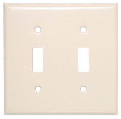 Steel Wall Plate, 2-Gang, 2-Toggle Opening, Almond