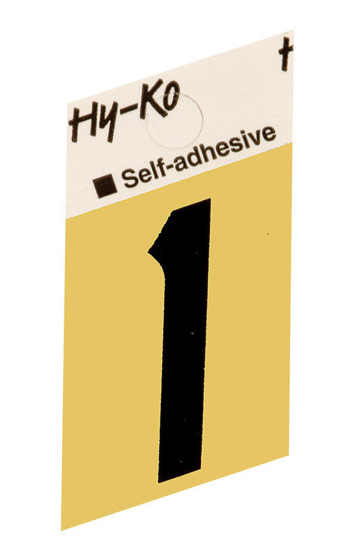 Hy-Ko 1-1/2 in. Black Aluminum Number 1 Self-Adhesive 1 pc. (Pack of 10)