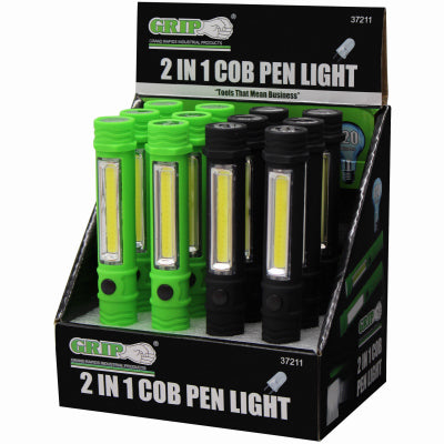 2-In-1 LED Pen Light, Compact, Magnetic Bottom (Pack of 12)