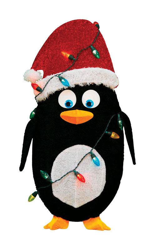 Product Works  Pre-lit 2D Penguin  Christmas Decoration  Multicolored  Tinsel  1 pk