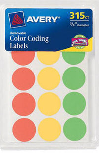 Avery 06733 3/4 Round Color Coding Labels Assorted Neon Colors 315 Ct (Pack of 6)