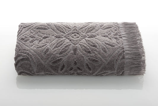 Sapphire Collection 100% Genuine Cotton Jacquard Hand Towel 15X16 In (40X66 Cm) Smoke P. Gray