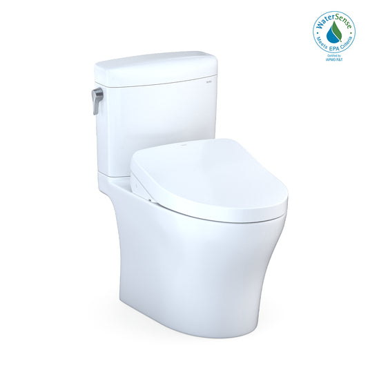 TOTO® WASHLET®+ Aquia IV® 1G® Cube Two-Piece Elongated Dual Flush 1.0 and 0.8 GPF Toilet with S550e Bidet Seat, Cotton White - MW4363056CUMFG#01