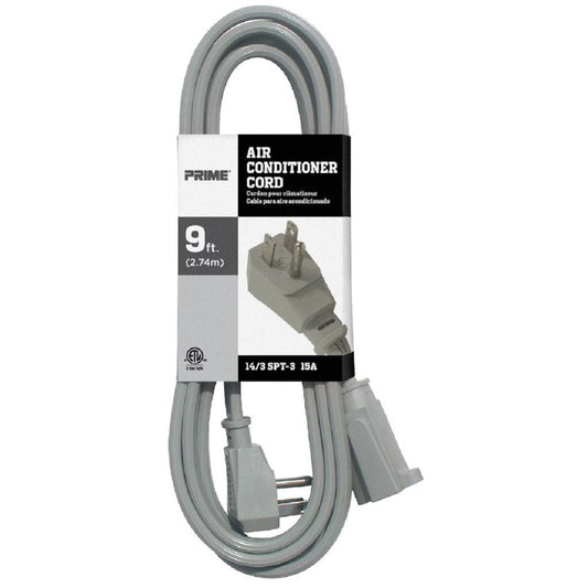 Prime Indoor 9 ft. L Gray Extension Cord 14/3 SPT-3