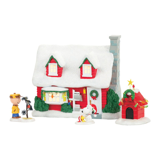 Department 56  Charlie Brown's House  Village Building  Multicolored  Resin  4 pc. set