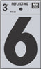Hy-Ko 3 in. Reflective Black Vinyl Number 6 Self-Adhesive 1 pc. (Pack of 10)