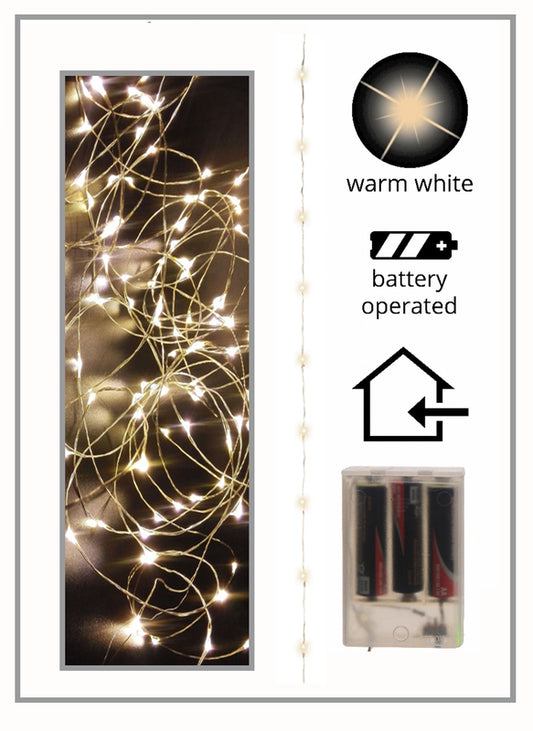 Celebrations Battery Operated LED Micro Light Set Warm White 10 ft. 60 lights Copper (Pack of 12)