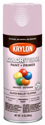 COLORmaxx Spray Paint + Primer, Gloss Ballet Slipper, 12-oz. (Pack of 6)