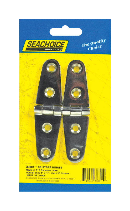 Seachoice  Stainless Steel  4 in. L x 1 in. W Strap Hinges  2 pk