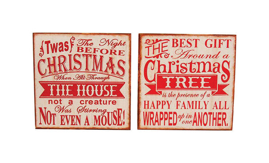 Square Christms Sign Ast (Pack of 4)