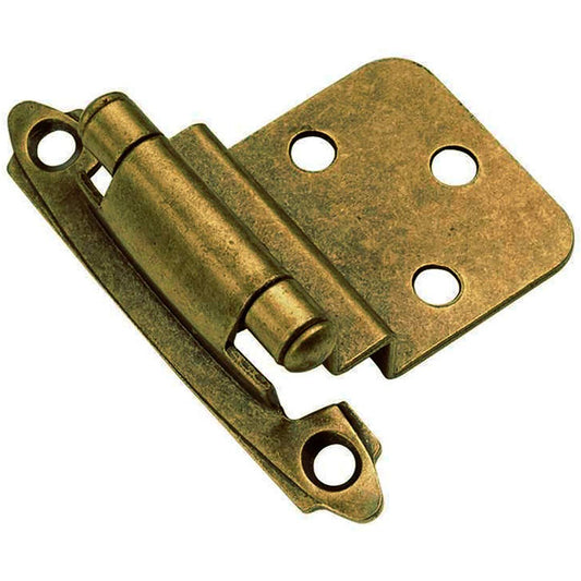 Hickory Hardware P143-AB 3/8" Inset Antique Brass Surface Self-Closing Hinges 2 Count