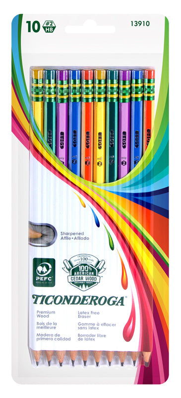 Ticonderoga 13910 #2 Striped Pencils 10 Pack