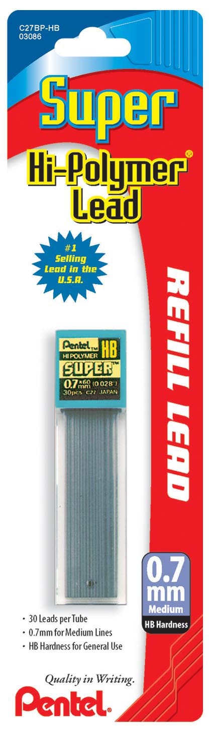 Pentel C27bphb 0.7mm Super Hi Polymer Lead (Pack of 6)