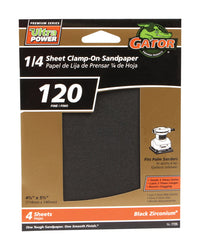 Gator PowerPlus 5-1/2 in. L X 4-1/2 in. W 120 Grit Zirconium Oxide 1/4 Sheet Sandpaper 4 pk