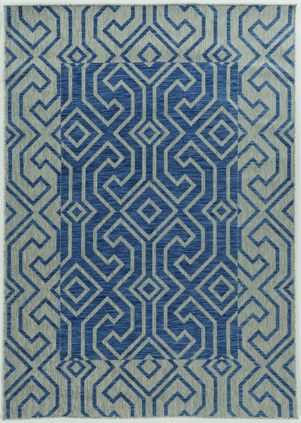 Alfombra decorativa de polipropileno azul/gris de Linon Home Decor de 9,5 pies de ancho x 6,5 pies de largo