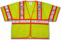 Hi-Viz Vest, ANSI 107 Class III, Lime/Yellow Polyester Mesh, XXL/XXXL