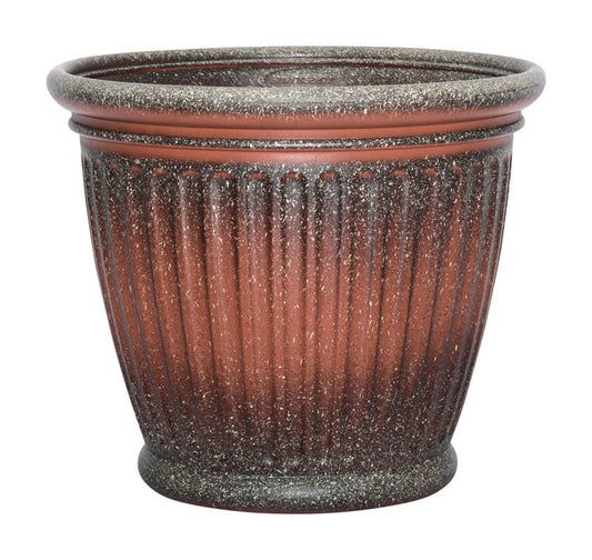 Suncast  Capital  16 in. H x 18 in. W Resin  Planter  Two-Tone Brown and Red