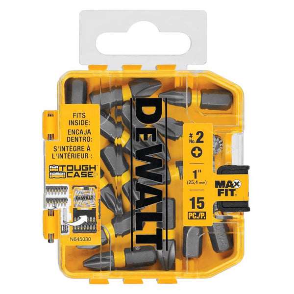 Broca de inserción Phillips n.° 2 SX de 1 pulg. de largo DeWalt Max Fit, S2, acero para herramientas, 15 piezas (paquete de 4)