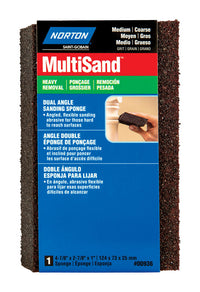 Norton MultiSand 4-7/8 in. L X 2-7/8 in. W X 1 in. 80 Grit Coarse/Medium Dual Angle Sanding Sponge