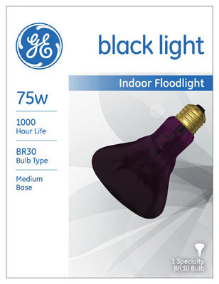 GE 75 watts R30 Spotlight Incandescent Bulb E26 (Medium) Black Light 1 pk (Pack of 6)