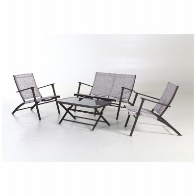 Novara 4-Pc. Steel Patio Set, Folding Table, 2 Chairs & Loveseat