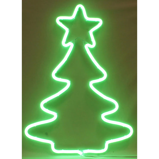 Sienna Green Metal Neon Christmas Decoration Plug-In Tree Sculpture 20 in.