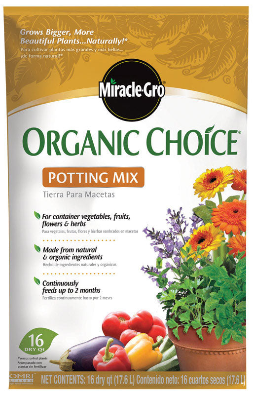 Miracle Gro 72986510 16 Qt Organic Choice® Potting Mix 0.10-0.05-0.05
