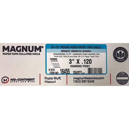 Magnum 3 in. Angled Strip Nails 33-1/2 deg Smooth Shank 2500 pk