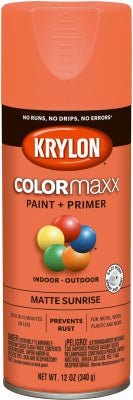 COLORmaxx Spray Paint + Primer, Matte Sunrise, 12-oz.