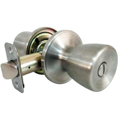 Tulip-Style Knob Privacy Lockset, Stainless Steel