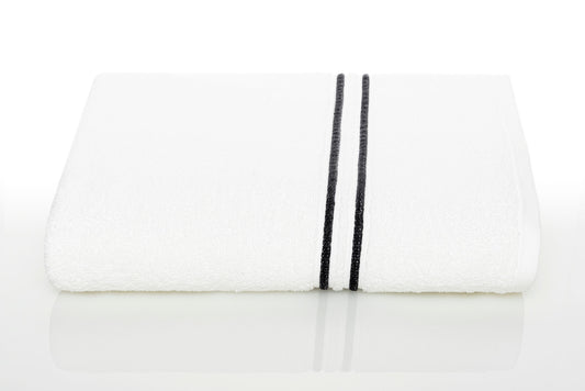 Lagoon Collection 100% Genuine Cotton Bath Towel White With Colored Lines 30X54 In (76X137 Cm) Smoke P. Gray