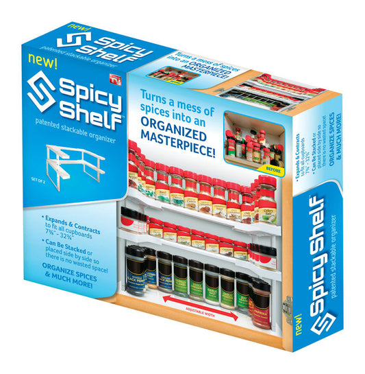 Spicy Shelf  7-1/2 in. H x 17 in. W x 10-3/8 in. L White  Stackable Shelf
