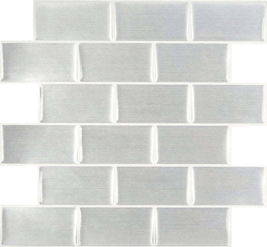 Peel and Impress 10 in. W X 11.25 in. L Gray Multiple Finish (Mosaic) Vinyl Adhesive Wall Tile 4 pc