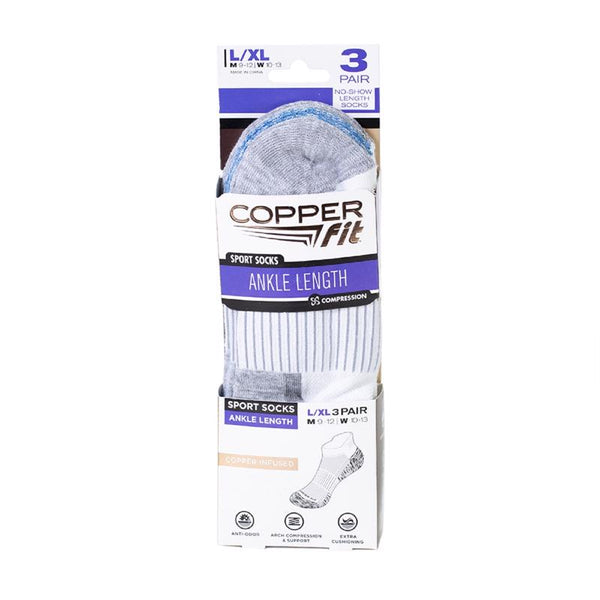 Calcetines deportivos unisex Copper Fit de talla L/XL, color blanco