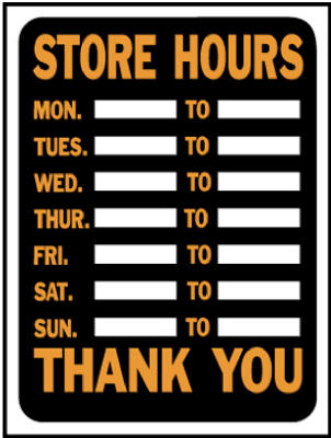 Hy-Ko English Store Hours Sign Plastic 12 in. H x 9 in. W (Pack of 10)