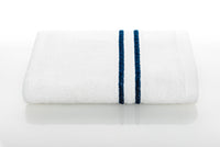 Lagoon Collection 100% Genuine Cotton Hand Towel White With Colored Lines 18X26 In (46X66 Cm) Navy Peony