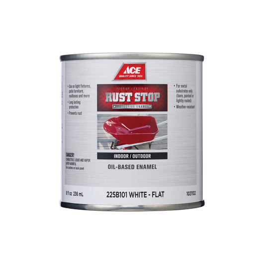Rust Stop Indoor/Outdoor Flat White Oil-Based Enamel Rust Preventative Paint 1/2 pt (Pack of 6)