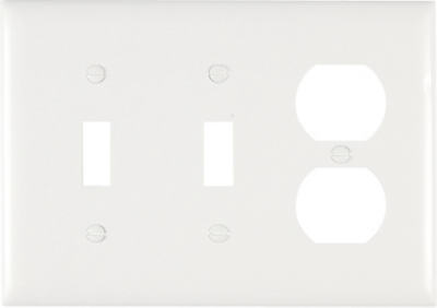 Wall Plate, 2-Toggle & 1-Duplex, Urea, White