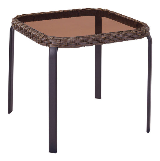 Living Accents  Stackable Glass Top  Roscoe  Square  Brown  Coffee Table