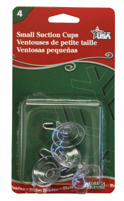 Adams Small Suction Cup Hooks Clear Rubber 4 pk (Pack of 12)