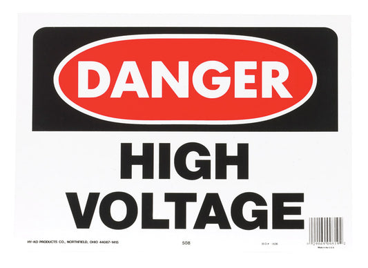 Hy-Ko English High Voltage OSHA Sign Plastic 10 in. H x 14 in. W (Pack of 5)