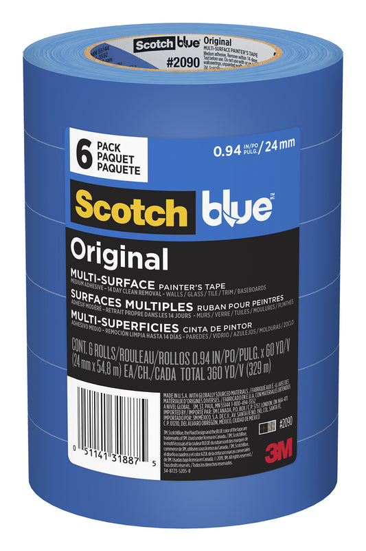 Scotch 2090-24ep6 0.94 X 60 Yards Scotchblue Original Multi-Surface Painter'S Tape 6 Count